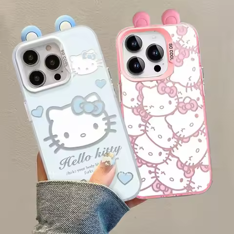 Kawaii Hello Kitty 3D Cat Ears Cute Case for VIVO Y03 Y28S V29 V27 Y22S Y17S Y21 2021 Y21S Y33S Y27 