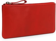 TheAntiq Red Genuine Leather Pencil Case for Men & Women - Small Pen Case (8" x 4" Inch), Coin Pouch