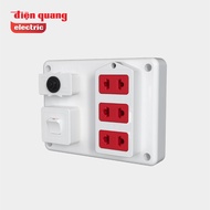 Bảng điện nổi V1/V2/V3 Điện Quang ĐQ FEP 32W 02S - màu trắng taplo 3 lỗ 2 chấu 1/2/3 công tắc