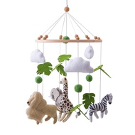 [Nosafhu] Cute Animal Nursery Mobile Clouds Leaf Baby Mobile Handmade Felt Baby Crib Mobile with Clo