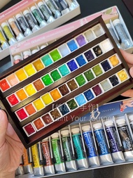 【繪旅。手作】24/36/48格木製調色盤 | 水彩顏料盒 | 水彩分裝盒