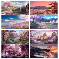 DIY Large Size Diamond Painting Cherry Blossoms Tree Beautiful Landscape Diamond Embroidery Cross