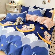 Cartoon 4 In1 Bedding Set Comforter Quilt Bed Cover Sheet Cover Flat Mattress Protector Flat Bedsheet Set with Pillowcases Single Queen King Size