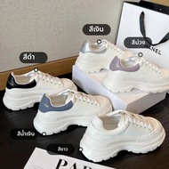 McQueen อเนกประสงค์รองเท้าผ้าใบสีขาวผู้หญิงสบายๆหนังด้านล่างหนาสบายฤดูร้อนใหม่มาถึงรองเท้าแบน