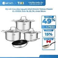 Bộ nồi Inox dập nguyên khối Elmich Trimax Classic EL-2110OL Size 18, 20, 24, chảo 26cm
