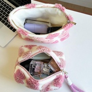 Cosmetic Bag Three Dimensional Pink Flower Storage Bag Bag Hand Bag Large Clutch Toiletry Bag A1a1