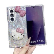 Luxury KT Bow Full Diamond Samsung ZFold3 4 5 6 7 Phone Case Folding Screen Rhinestone Case OPPO Fin