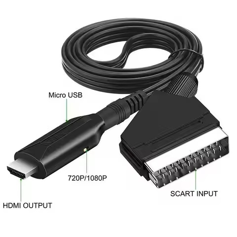 SCART to HDMI Converter Cable Video Audio Converter Adapter Scart in HDMI Out Suport 720P/1080P Swit