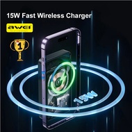 Awei Power Bank PD20W P156K 10000mAh 15W Wireless Fast Charging Powerbank Built-in Dual-wire USB Output And Type-C Plug