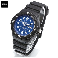 Velashop นาฬิกาข้อมือผู้ชายคาสิโอ Casio Standard สายเรซินสีดำ หน้าปัดสีน้ำเงิน รุ่น MRW-200H-2B2VDF 