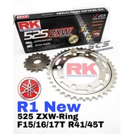 RK Sprocket Set YAMAHA YZF R1 2015 Above New MT09 V3 525 GB ZXW W-Ring Rivet Black Gold Chain 15-17T