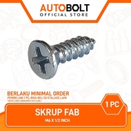 FAB Screw PARTY M6 x 1/ 2 inch Screw Bolt Bolt Self Tapping Harden Screw Flat Headphillips F+ AB 6mm