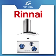 RINNAI RH-C209-GCR 90CM CHIMNEY HOOD + RINNAI RB-93US 3 BURNER STAINLESS STEEL GAS HOB