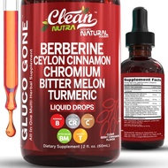 Organic Ceylon Cinnamon Berberine Liquid Drops with Bitter Melon Extract, Glucomannan, Gymnema, Chro