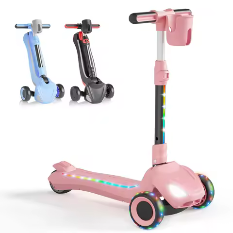 24V Electric Scooter for Kids w/150W Powerful Motor, Thumb Throttle, LCD Screen, Bluetooth, Light-Up