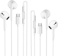 2 Pack USB C Headphones for iPhone 15 16 Plus Pro Max, In-Ear Earpods with Cable Type C, HiFi Stereo