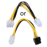 4-pin Male To 8-pin Female Cpu Board Power Supply Converter Adapter Cable Yellow Black 20cm/7.87in