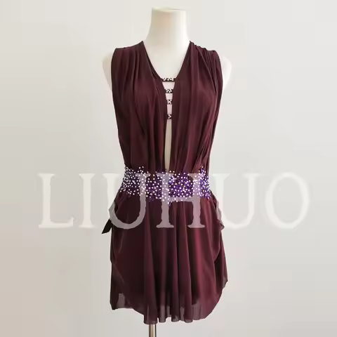 LIUHUO Purple Lyrical Dancing Dress for Performance Pole Costume Factory Customize JC434