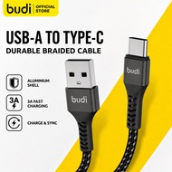 BUDI DC210T10B 3A Fast Charging USB-A to Type-C Cable 1M Braided USB C Charger Data Cable