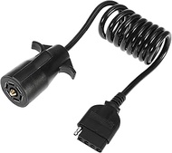 X AUTOHAUX 5ft 7 Way Round to 5 Way Pin Flat Trailer Coiled Wiring Connector Adapter Plug for Truck 