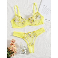 2024 Sexy Lingerie Woman Lace Transparent Underwear Fairy Embroidery Brief Delicate Kit Push Up Breves Sets Erotic Bra