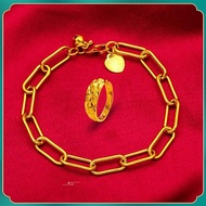 Emas 916 lelong Gelang + Cincin Boleh Laras Perempuan Bracelet for Men Women Pawnable Chain Bangle Jewellery