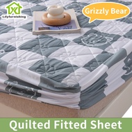 Quilted Mattress Cover Cotton Mattress Pad Fitted Bed Sheet Mattress Protector Garterized Design Bed