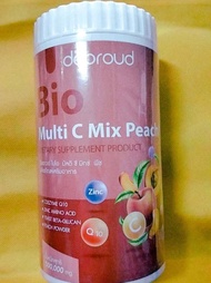 (500กรัม ถังใหญ่) วิตามินซีสด Deproud Bio Multi C Mix PEACH สีพีช รสพีช ถังใหญ่สุดคุ้ม 500 กรัม