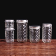 ⋌120ml/250ml/280ml/350ml/450ml/650ml Glass Mason Jar Transparent Glass Sealed Bottle Glass Jam J e☼