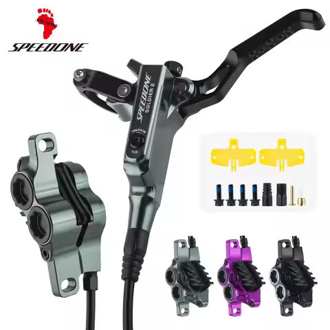 SPEEDONE 4 Piston Hydraulic Disc Brake Set MTB Four Piston Brake Front Rear 850/1600mm 641N Powerful