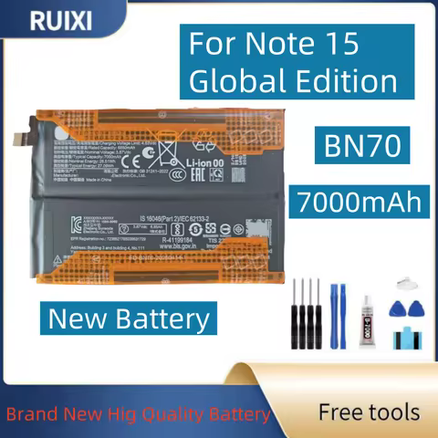 RUIXI BN70 3.87V 7000mAh Battery For Redmi Note 15 Global Edition Mobile phone battery + Tools