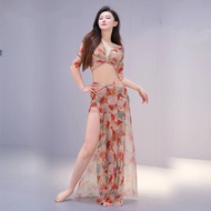 Fairy's Dance Clothes Sexy Mesh Printed Belly Dance Costume Performance Costume Belly Dance Costume 