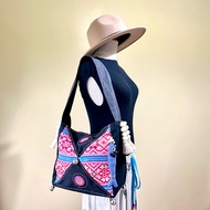 Black Denim Bag Decorated With Hmong Shirt
