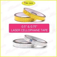 0.5'' & 0.75'' Pita Selofan Emas & Perak / Laser Metallic Gold & Silver Cellophane Tape Foil Tape Bi