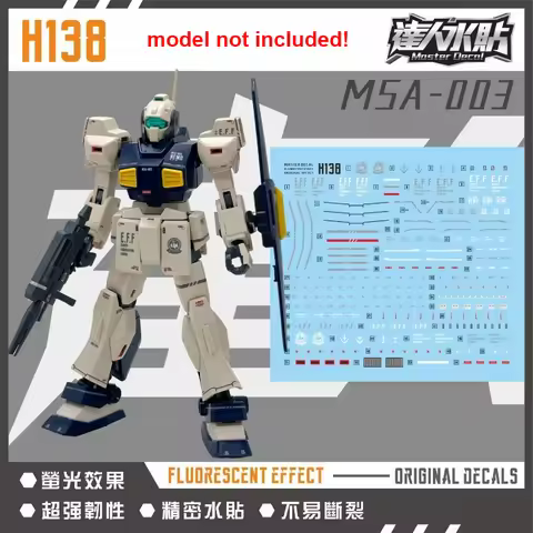 Master Decal H138 for HGUC 1/144 MSA-003 NEMO Unicorn Desert Color Ver. Model Fluorescent Water Stic