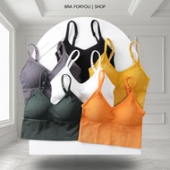 Bra Foryou Spaghetti Strap Sports Soft Fabric Long Style With Built-In Foam Pads 5 Colors (B26) Wome