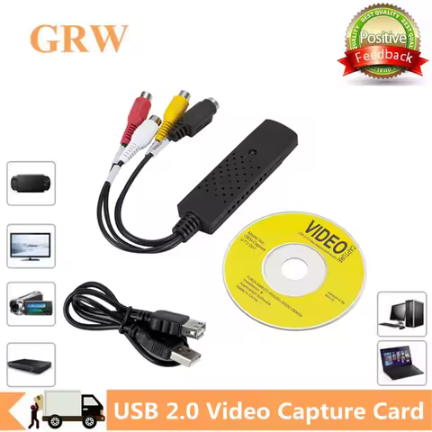 GRWIBEOU USB 2.0 to RCA Adapter Converter Cable USB 2.0 RCA Audio Video Capture Card For TV DVD VHS 