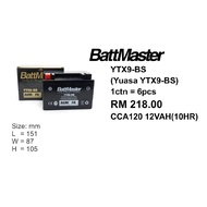 BattMaster YTX9 YTX9-BS Battery Bateri Z8 Z9 DUKE PULSAR NS200 RS200 VTS200