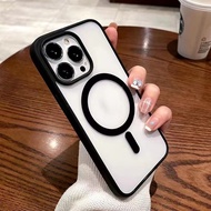 Transparent acrylic magnetic silicone case for iPhone 16 15 14 13 12 11 Pro Max