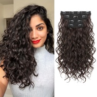 4-Piece Clip-On Hair Extension-Long Curly Wave (36cm/14 Inches) Dense Multi-Color Corrugated Texture