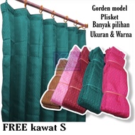 Gordeng/Hordeng/Gorden sido plisket / Gorden jendela panjang 2 meter / Gorden pintu kamar tidur / Go