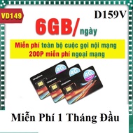 Sim 5G Vina D150V / VD149 - Tặng 6GB/ngày + miễn phí nghe gọi nhắn tin - Sẵn Data 1 Tháng Đầu KHông