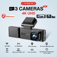 Lingdu C34 4K Dash Cam 5G-WIFI+APP+GPS 3 Camera Screen 3.18, 24-hour parking monitoring