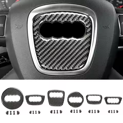 Car Steering Wheel Ring Trim Carbon Fiber Sticker Cover Decoration Auto Accessories For Audi A4 B8 8