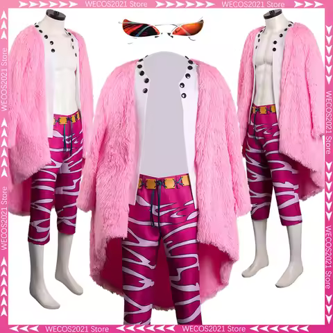 Disguise Donquixote Doflamingo Cosplay Eyeglass Anime Pirate Costume Halloween Adult Men Role Play F