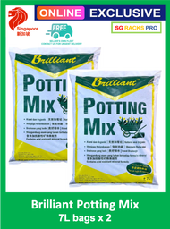 [SG 🇸🇬 LOCAL SELLER] [Bundle of 2] Brilliant Potting Mix, Potting Peat Soil for Indoor Plants, (Total approx. 5 - 6kg), (7L bags x 2)