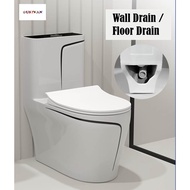 Wall /Floor Drain Ceramic Sitting Toilet Strong Flush 360-Degree Large Diameter Trap Way Toilet Tand