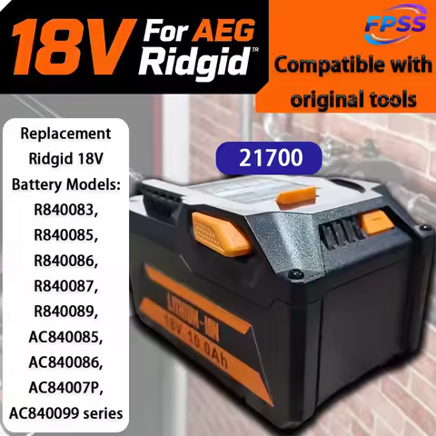 For Aeg Ridgid 18V 10Ah/8Ah/6Ah battery,21700 lithium Replacement Battery Models: R840083 R840085 R8