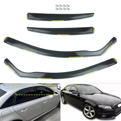 4pcs Tint Wind Rain Sun Guard Deflectors For Audi A4 B8 8K2 Saloon 4 Door 2009-2015 Side Window Edge