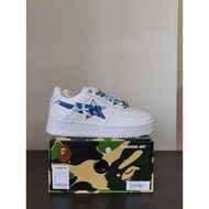 Clearance Sale OG Bape Star Blue Camouflage Leather Low-Top White Men's Women's Shoes  9EY9